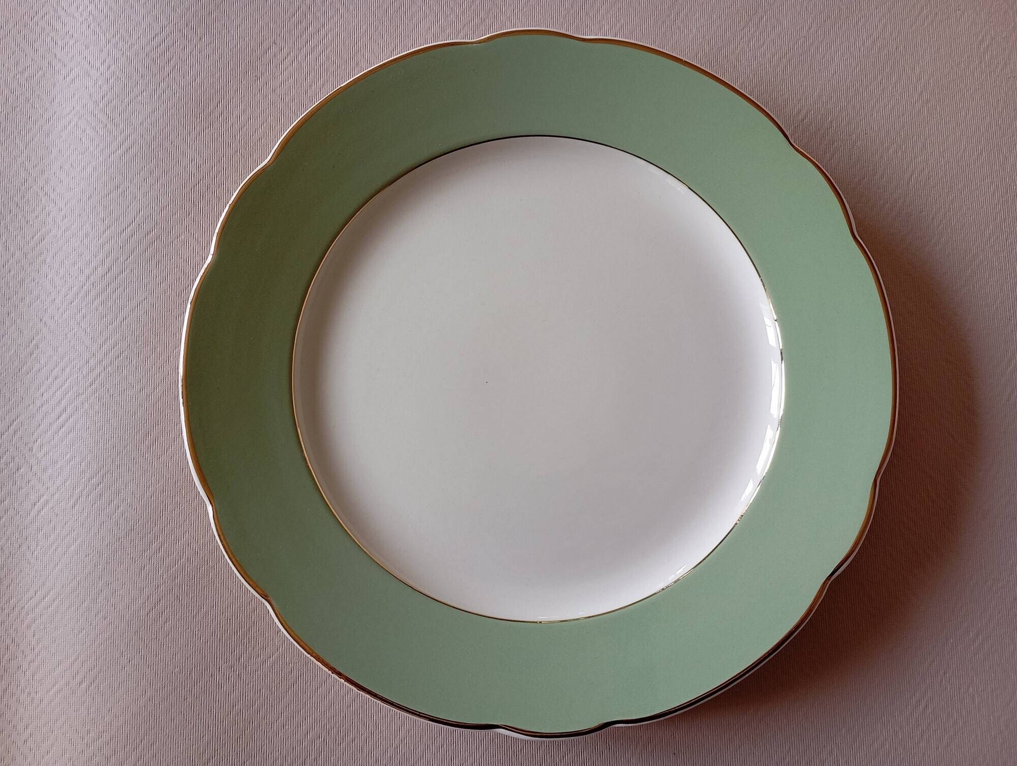 Villeroy & Boch Mettlach celadon and gold round dish, vintage 1960s