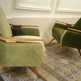 Club Chair fabric with armrests teak 50s 60s