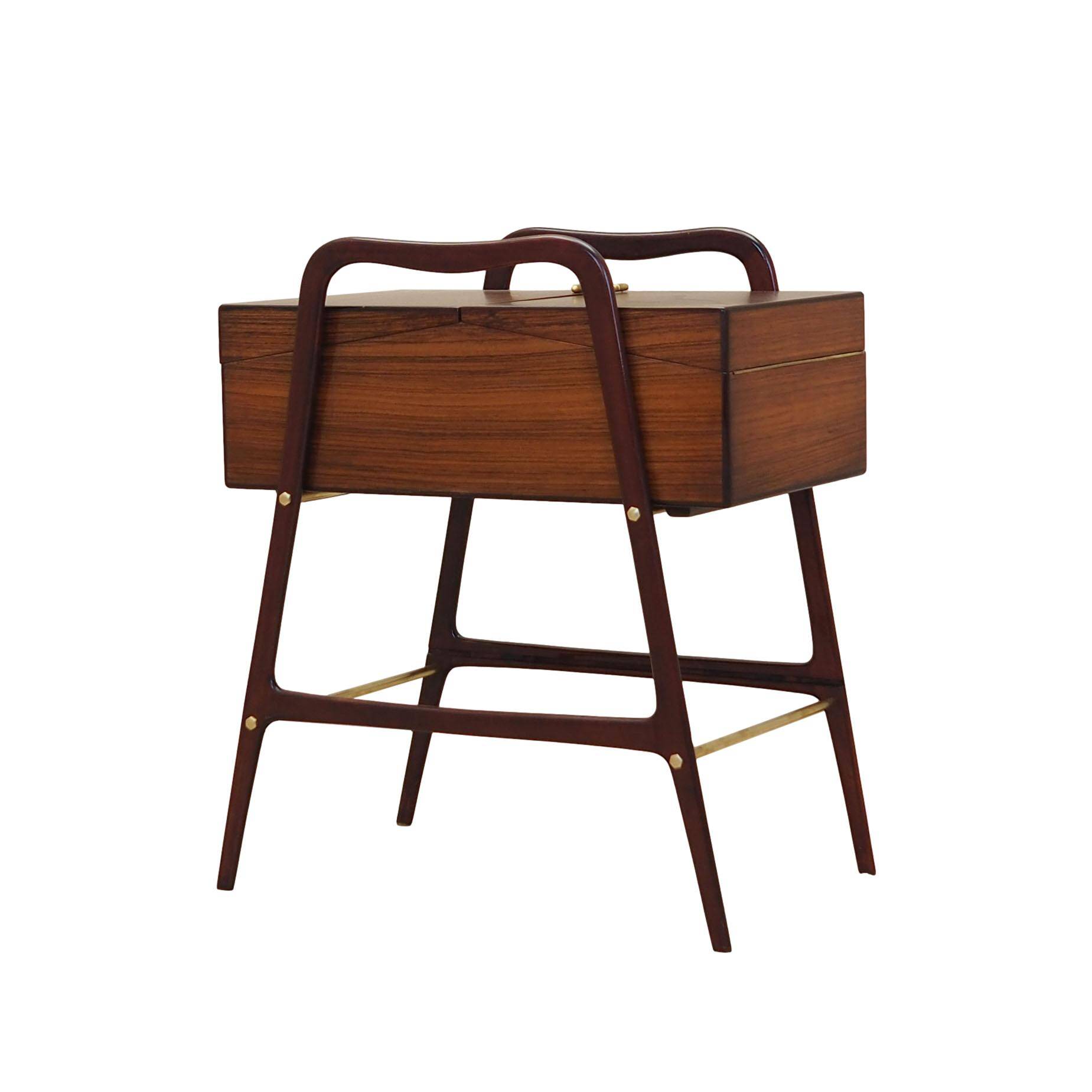 Walnut sewing table, Italian design, 1970s, production: Italy