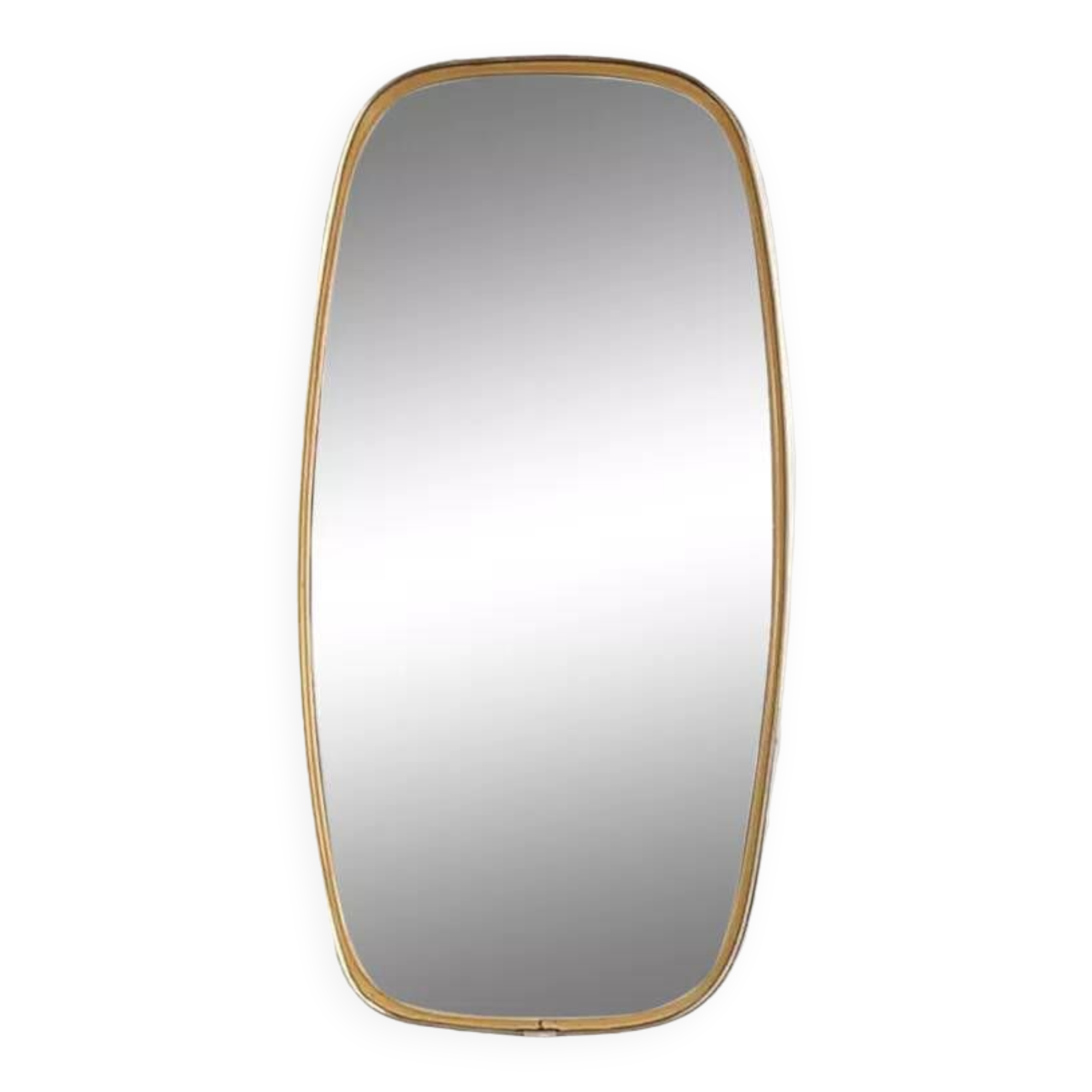 Rearview mirror and free form from the 50s - 60s on gold frame
