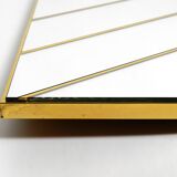 Large, exceptional 1970s brass wall mirror with diagonal mirror strips