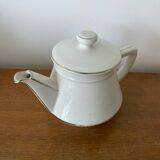 Antique Aluminite Teapot FRUGIER White & Silver Ceramic Vintage
