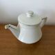 Antique Aluminite Teapot FRUGIER White & Silver Ceramic Vintage