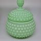 Mid-Century Mint Green Hobnail Vanity Set – Decanter Bottle & Covered Dish
