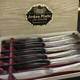 Box of 6 large English silver metal knives