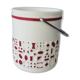 Vintage white opaline ice bucket with red patterns.