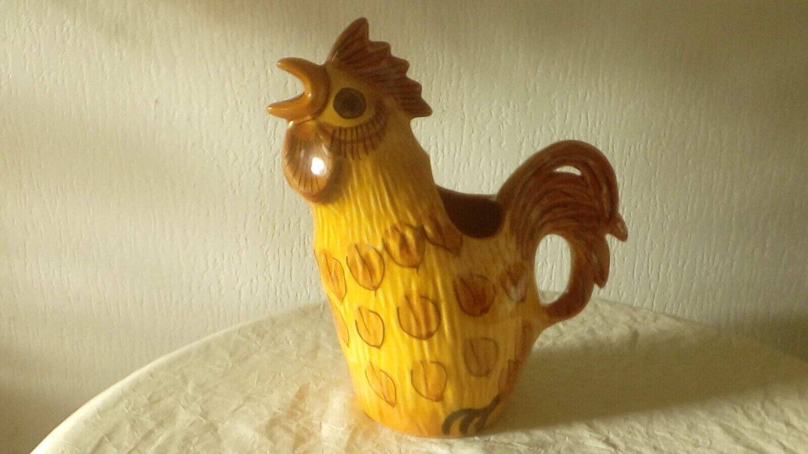 Vintage earthenware rooster pitcher