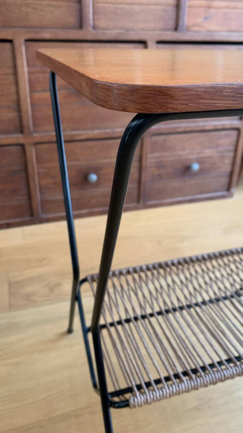 Vintage magazine rack side table