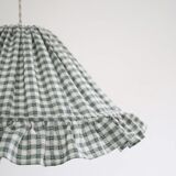 Emilia "small green squares" conical textile suspension with flounce