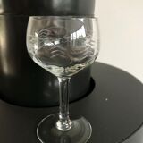 Set of 4 crystal wine glasses engraved 50-60s