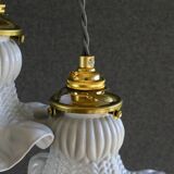 A set of two old pendant lights painted in gray and white, delivered with cable and nf socket