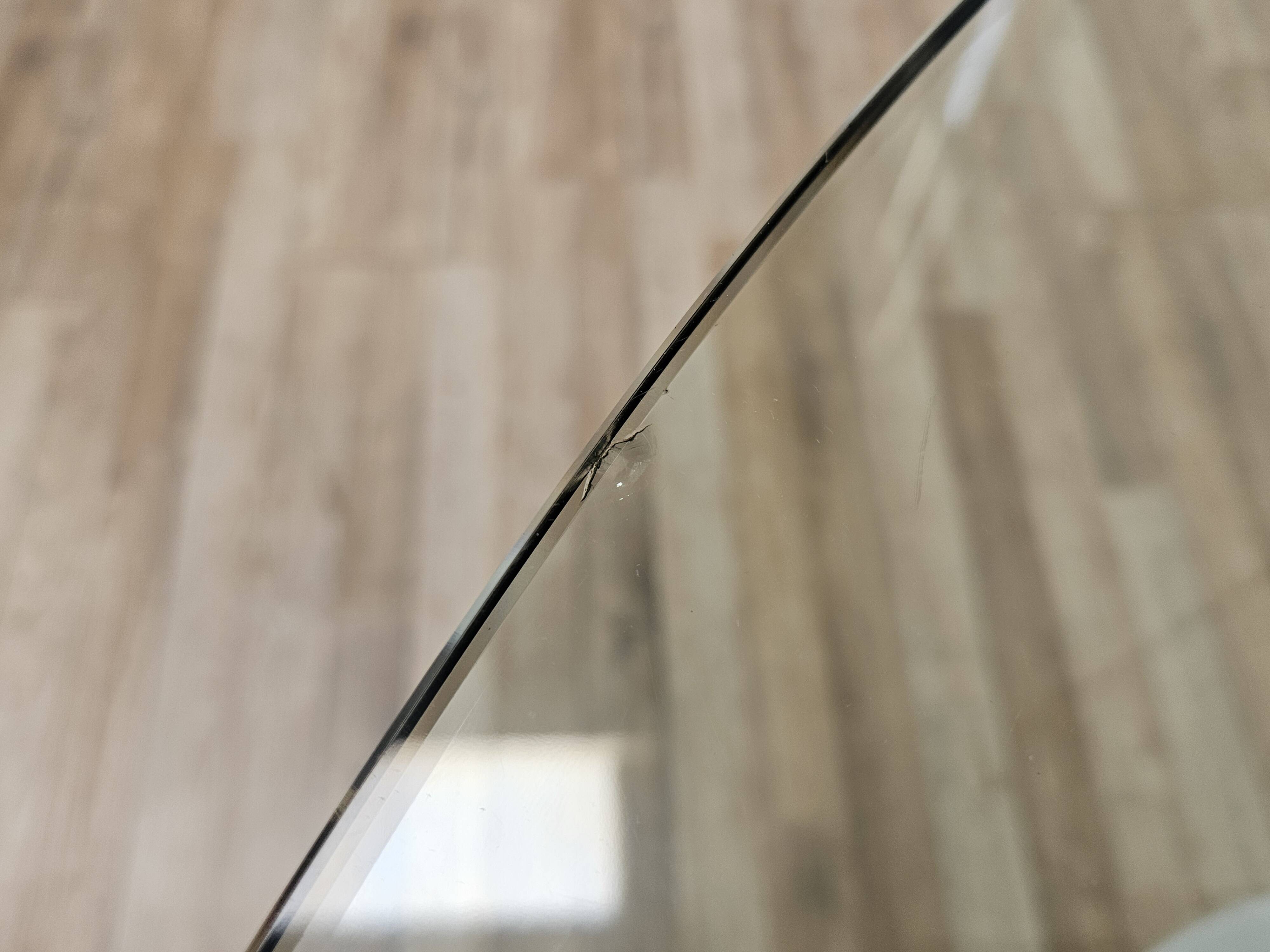 Vintage 70's metal table with round glass top