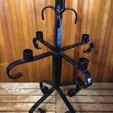 Ancien chandelier 5 feux bougeoirs fer forge noir vintage #a577