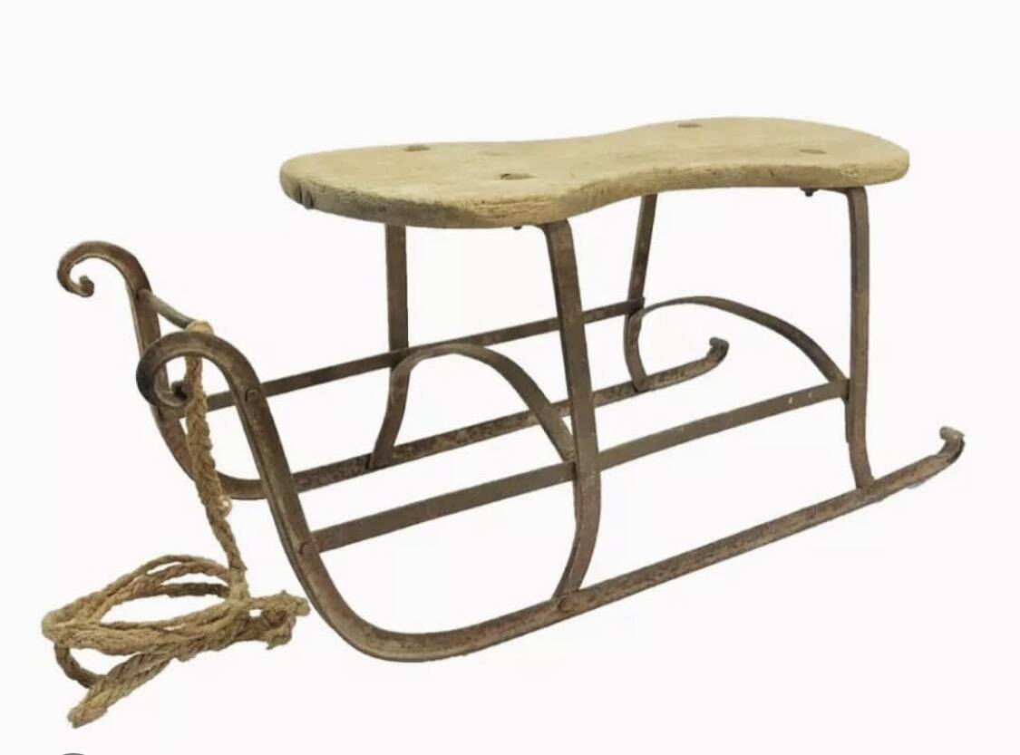 Old Alsatian wrought iron wood sled sled 19th century