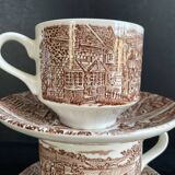 Duo of English Cups & Saucers Broadhurst Ironstone - Hunting Scene