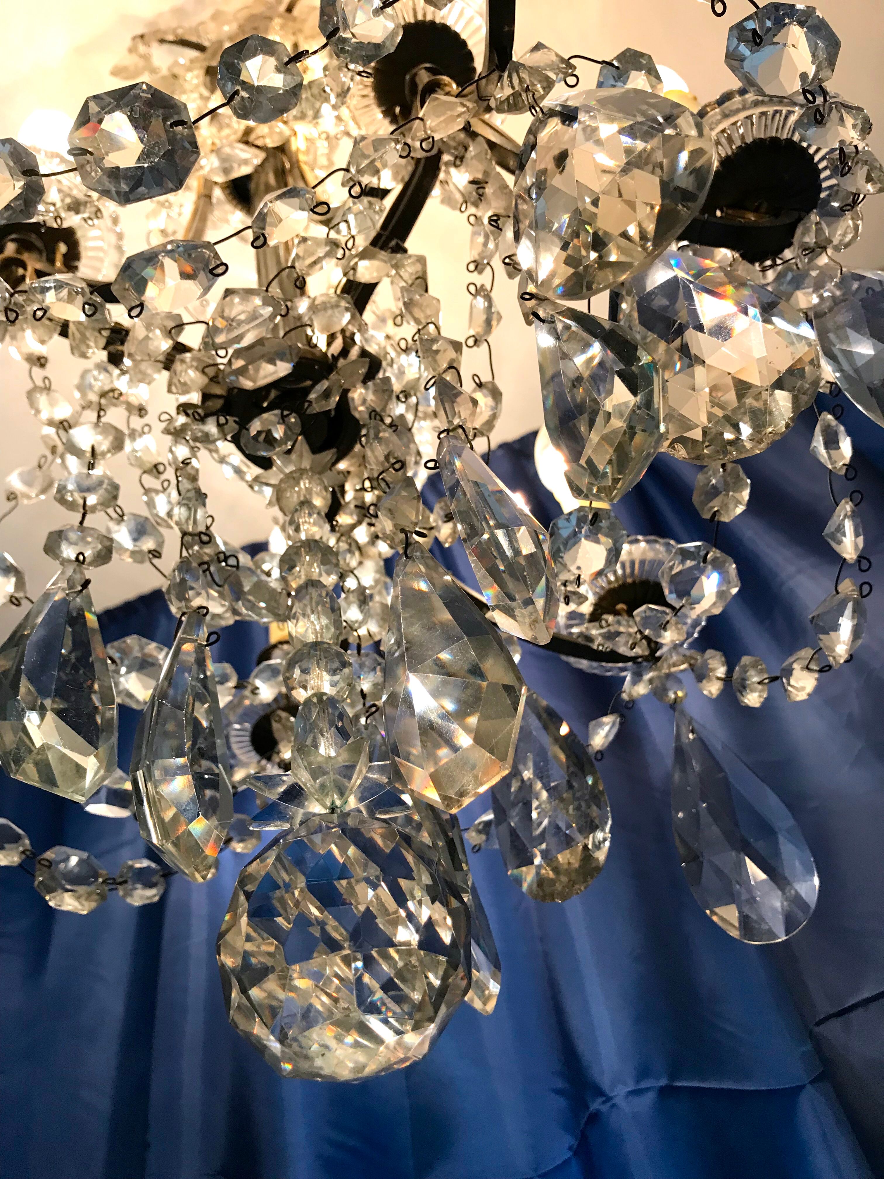 Crystal chandelier diamond cut 9 fires 1880