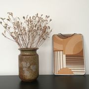 Enamelled sandstone vase decoration foliage