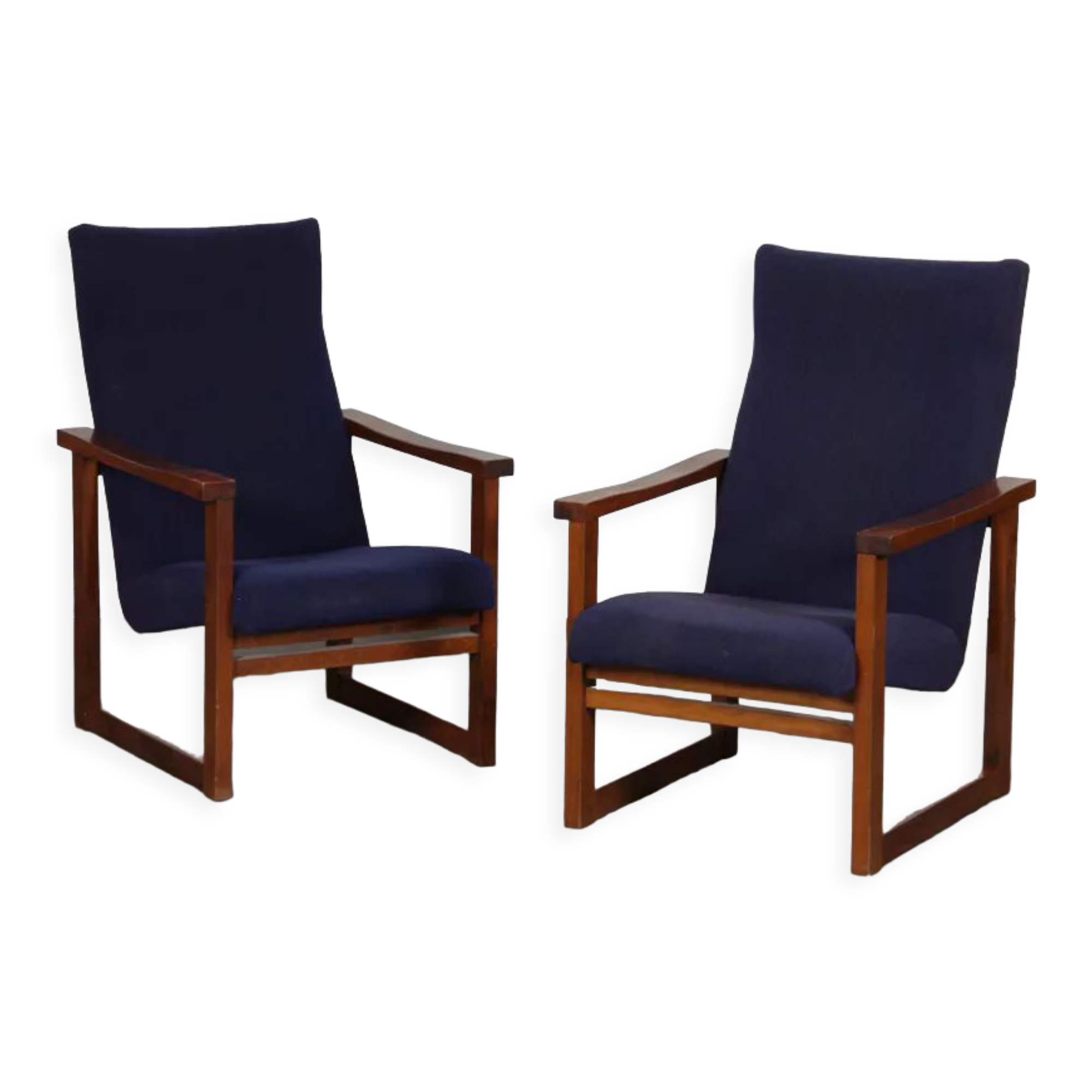 Paire de fauteuils en bois des années 1970