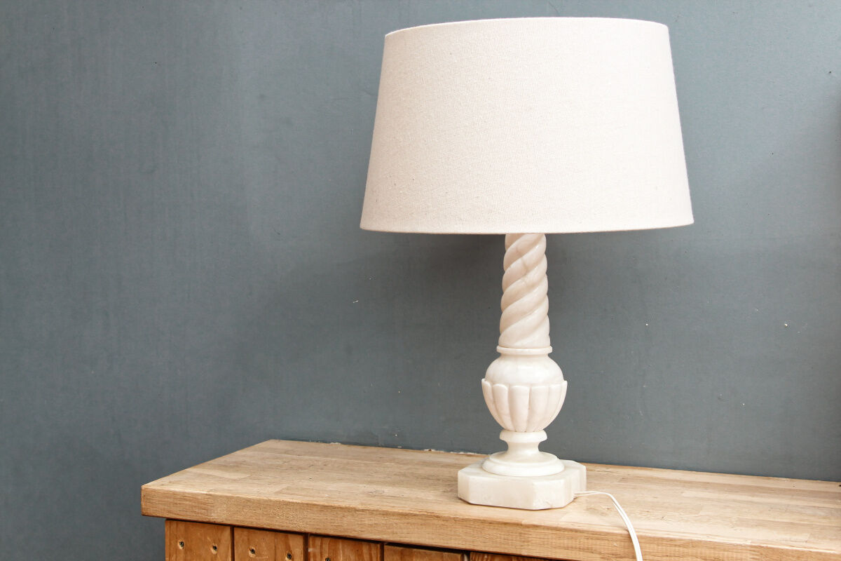 Italian lamp foot in twisted white marble