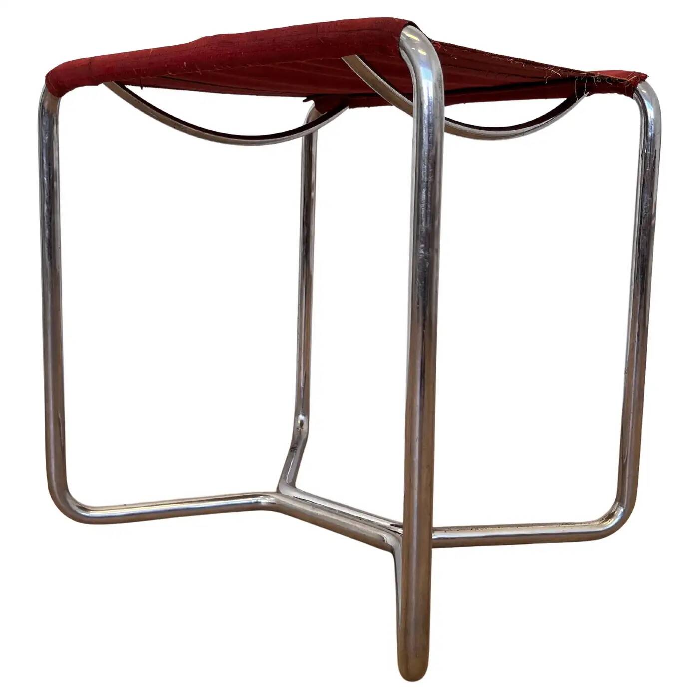 Tabouret Bauhaus chromé Thonet B8 de Marcel Breuer, 1930 'Eisengarn'