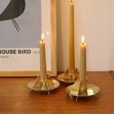 Trio of Scandinavian brass candlesticks Pierre Forsell for Skultuna