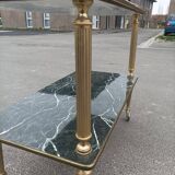 Vintage marble print serving table on wheels
