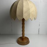 XL pine palm table mushroom lamp by Temde Switzerland, 1970s