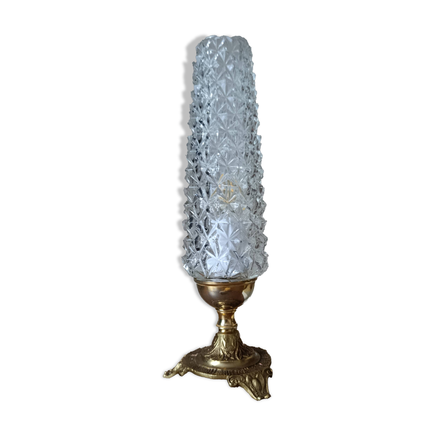 Upcycled table lamp | gold bronze & retro chic diamond tip