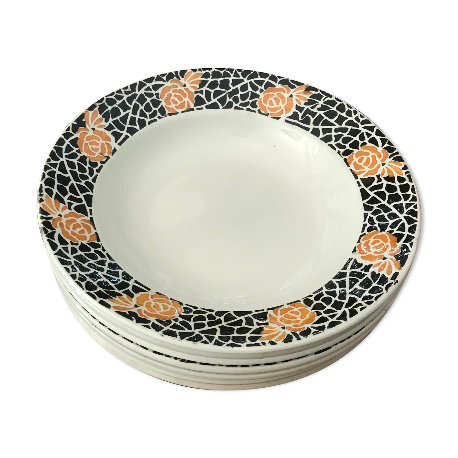 Lot de 7 assiettes creuses Art Déco