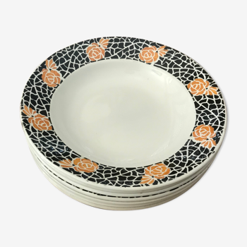 Lot de 7 assiettes creuses Art Déco