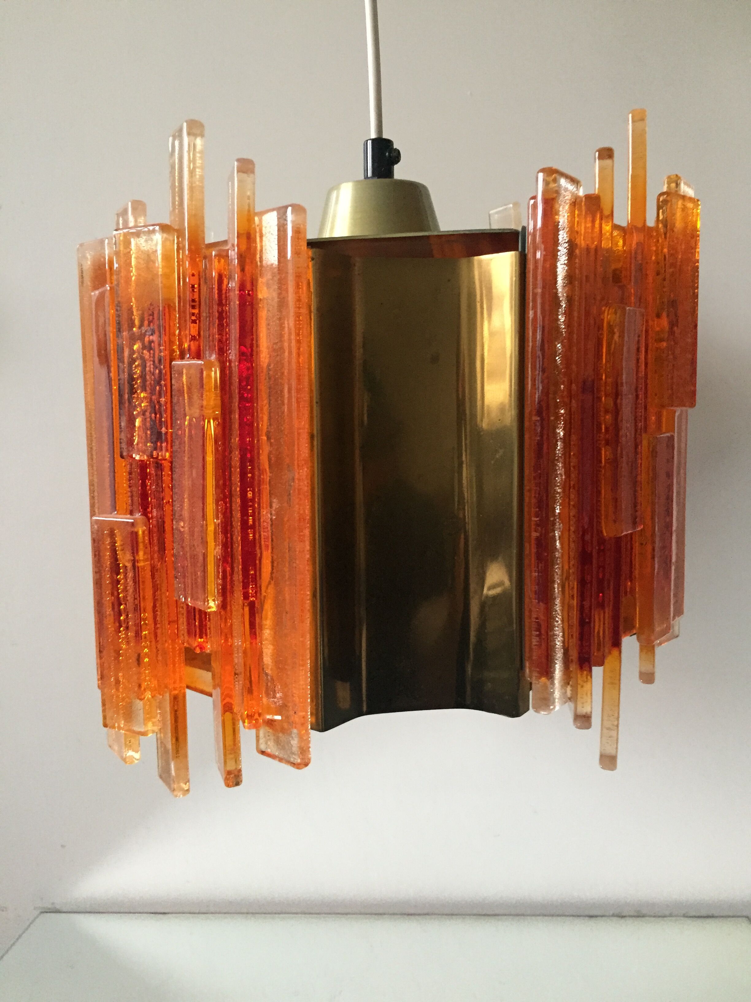Claus Bolby brass plexiglas ceiling light