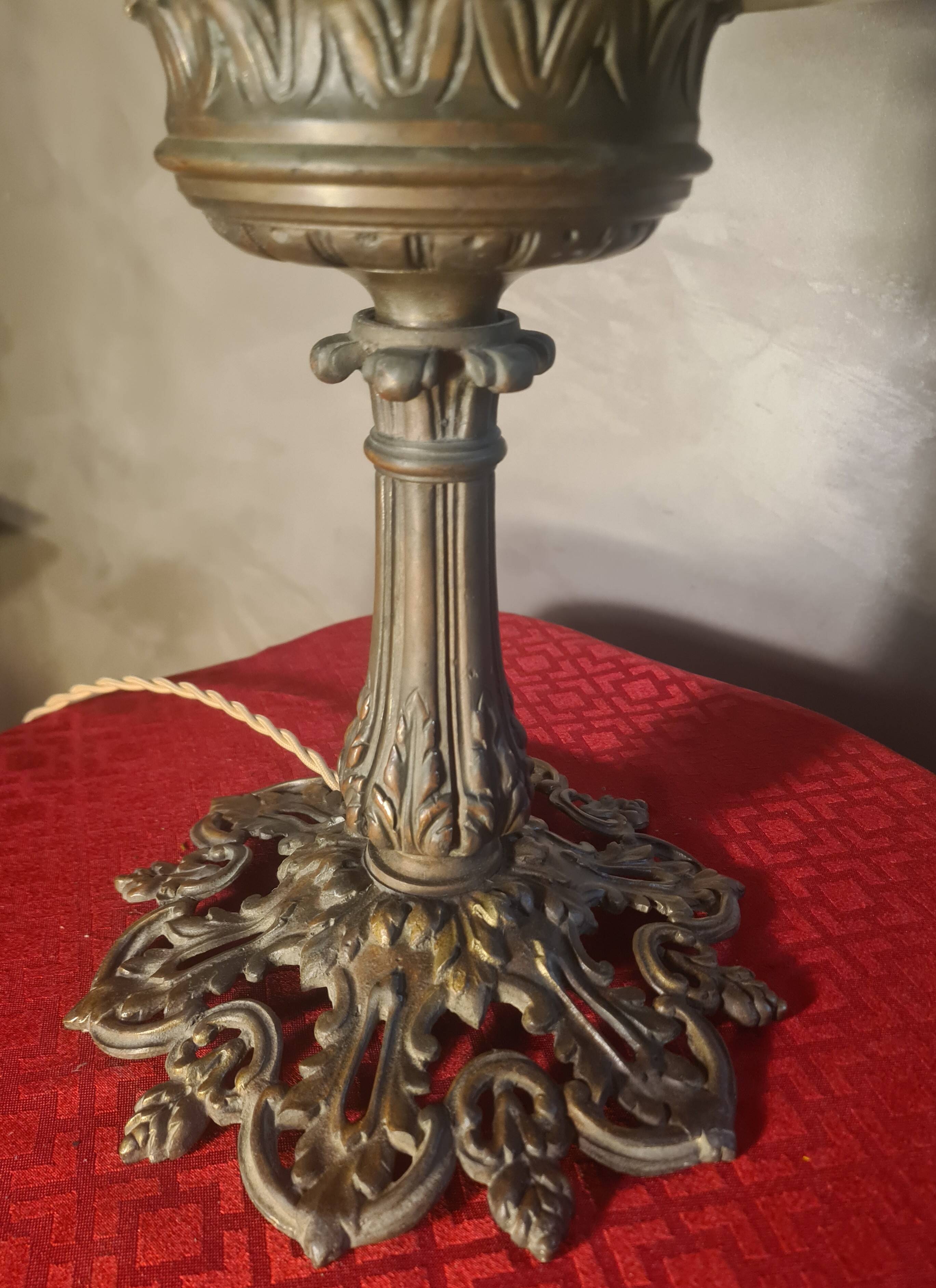 Art Deco lamp 1910 A 40 superb marbled glass shade, 43x23 electric ok, approx.