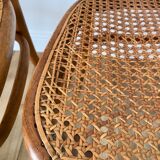 Set of 4 cane chairs in bentwood and honey-coloured cane thonet early 20th century