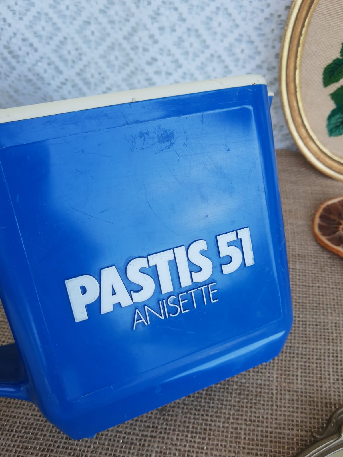 Vintage pastis 51 blue plastic decanter