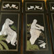 Mini Chinese folding screen Lacquered wood + inlays