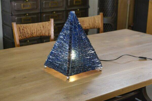 Table lamp in raw glass mosaic from the 70s