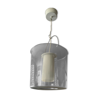 Suspension vintage en opaline et plexiglas