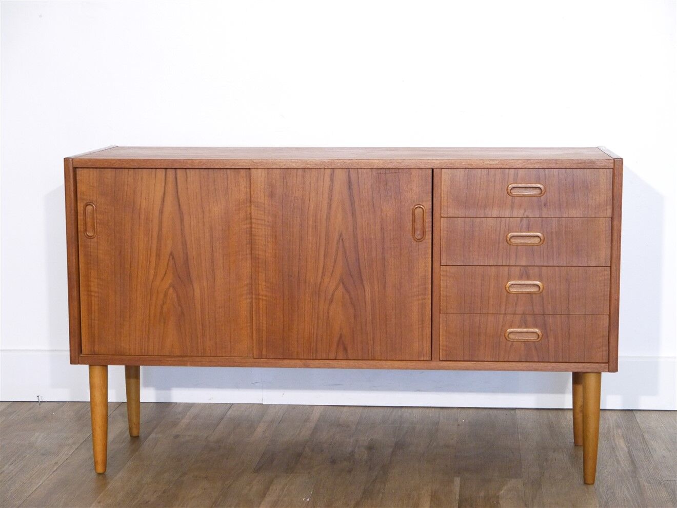Vintage Scandinavian teak sideboard 120cm