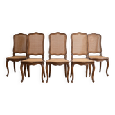 Lot de 5 chaises vintage en cannage style classique