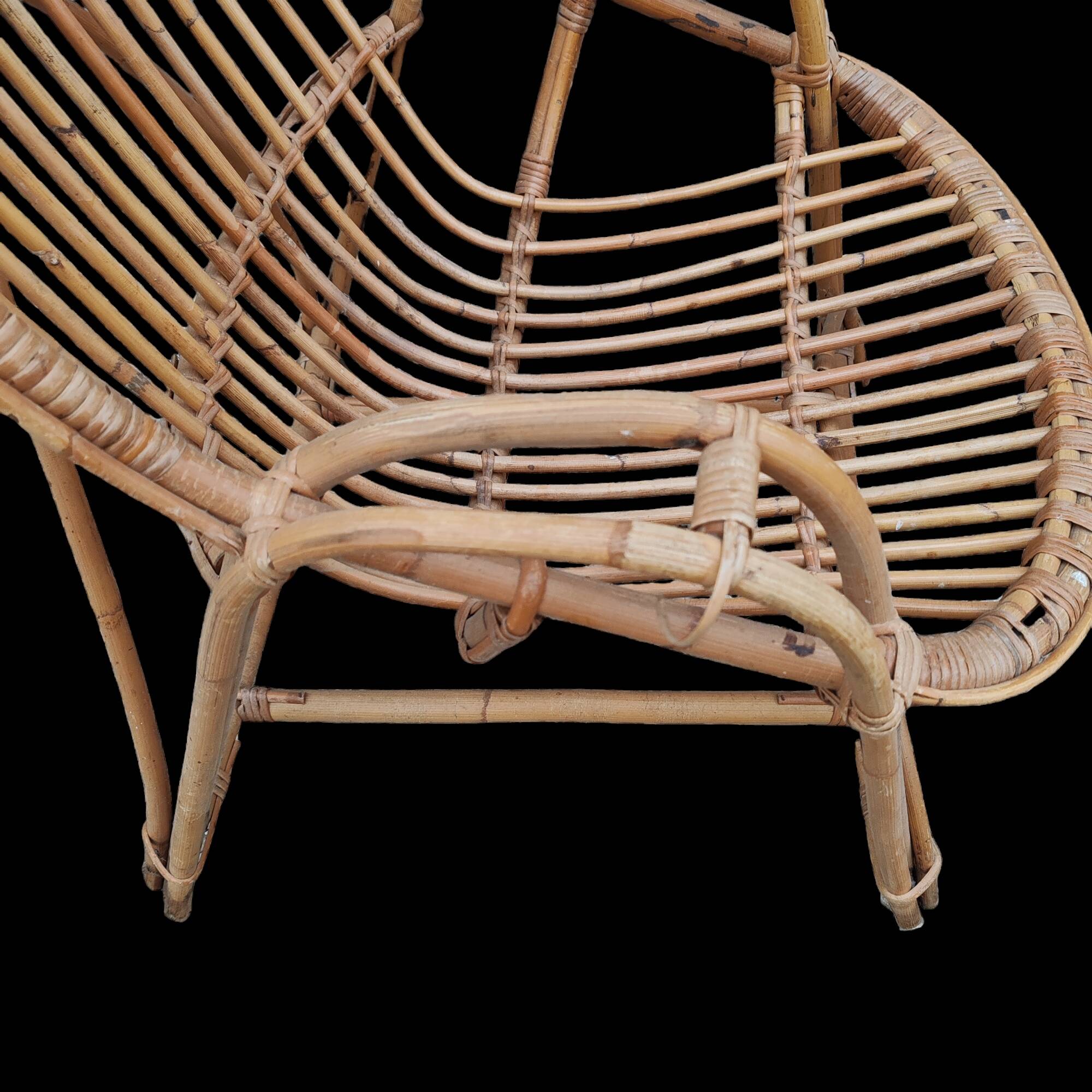 Large vintage rattan armchairs, 1960s