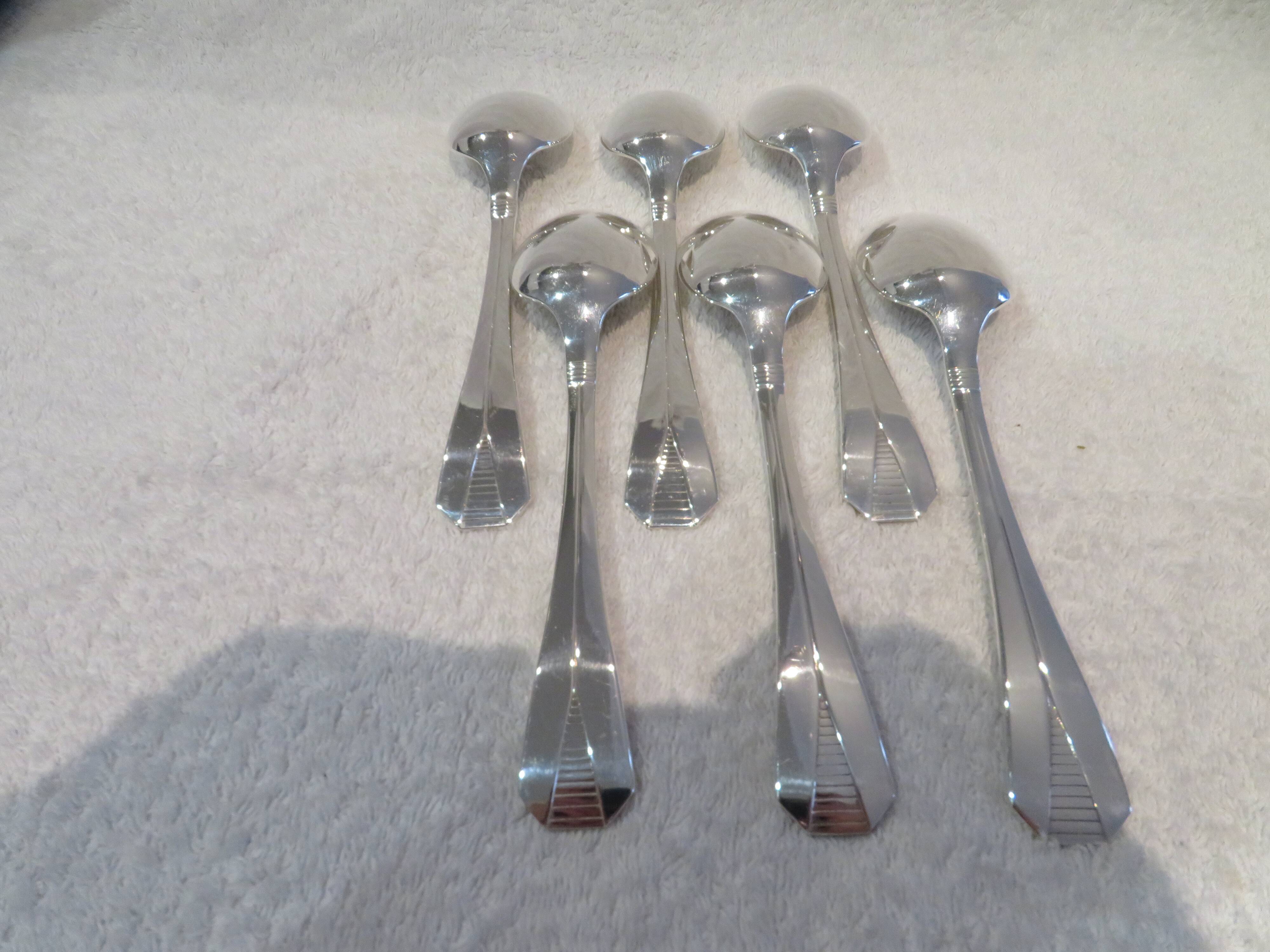 6 silver plated soup spoons Christofle Atlantide 20.7cm
