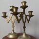 Pair of 3-branch brass candlesticks, Scandinavian country bohemian decoration