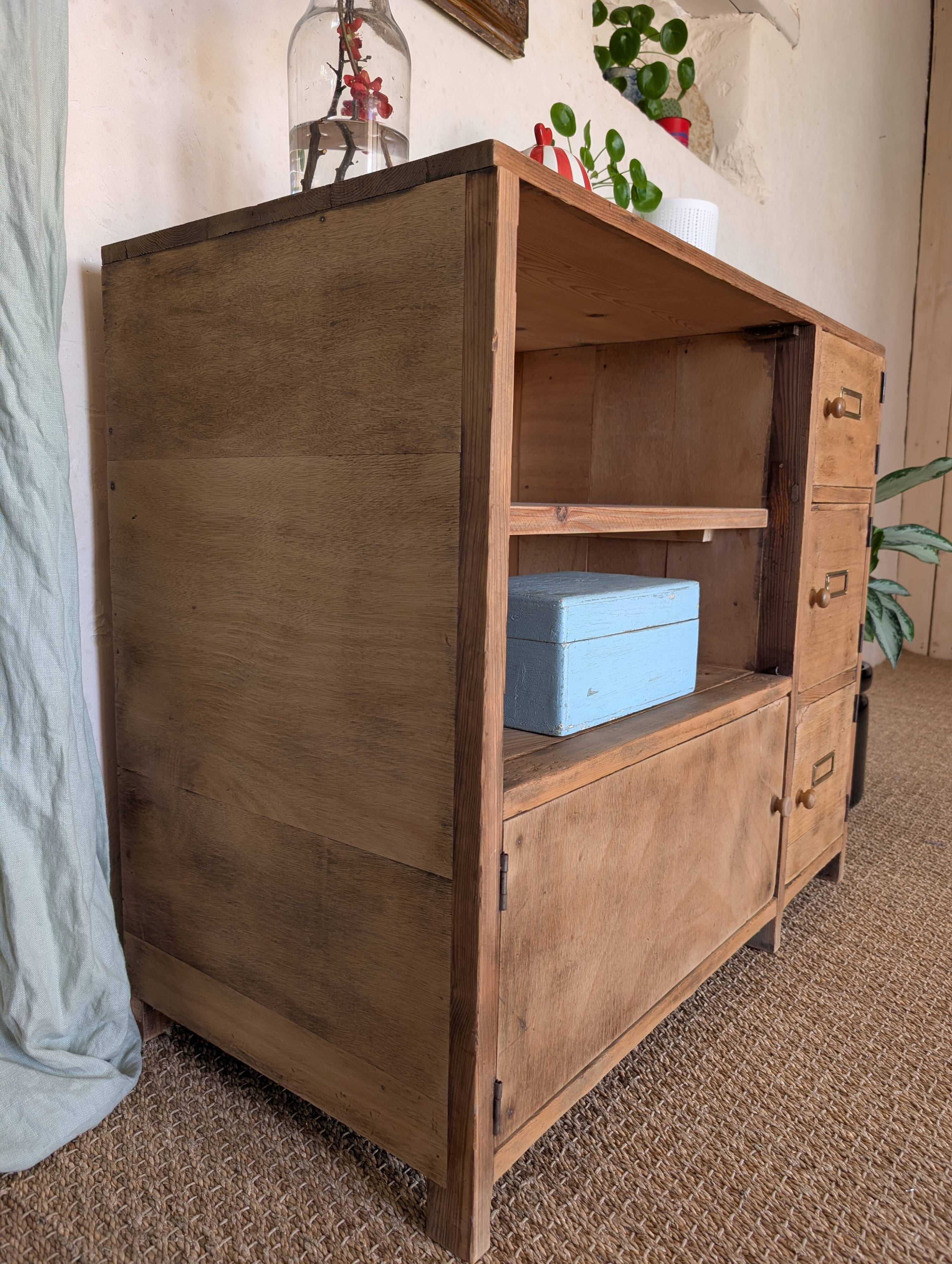 Old small workshop furniture made of wood.