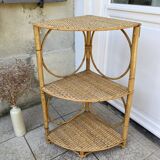 Vintage rattan corner shelf