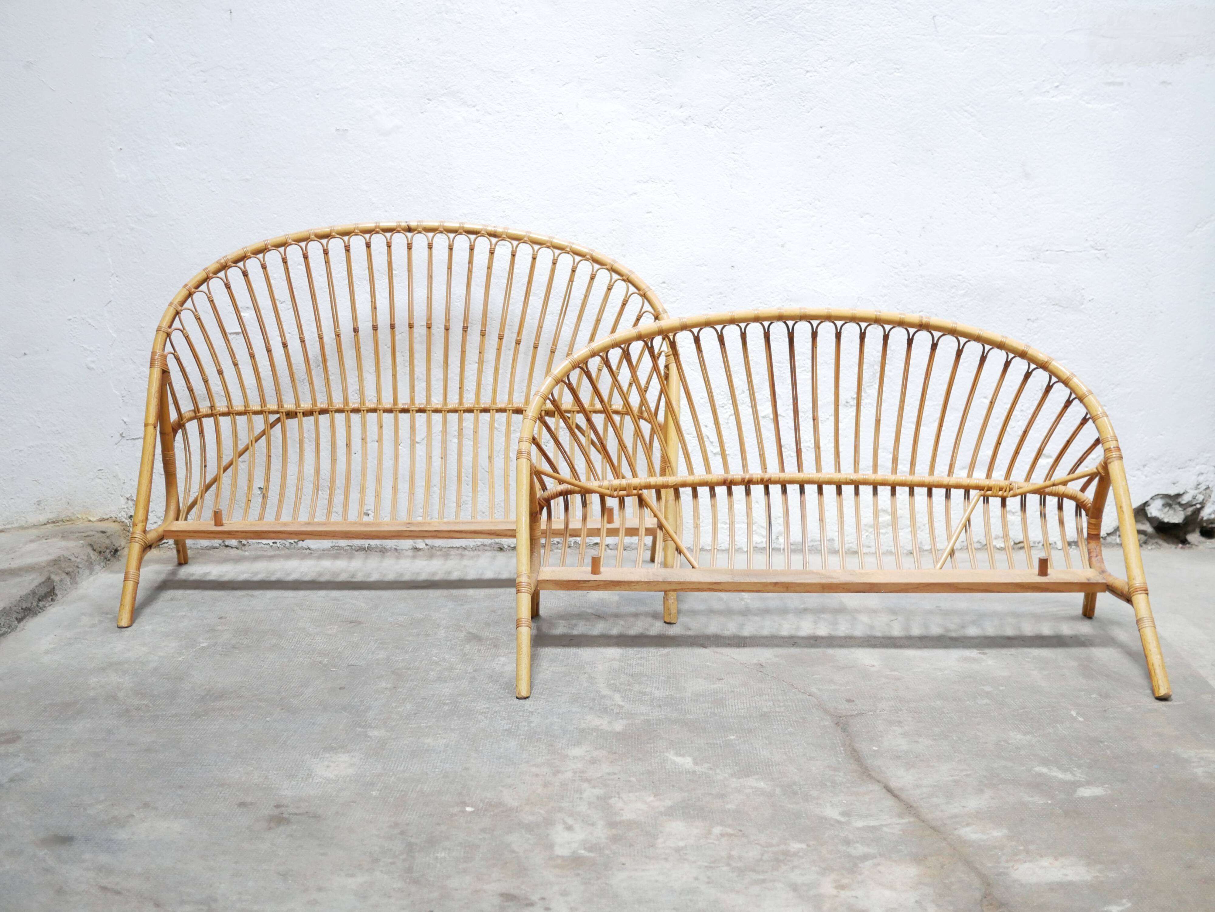 Vintage rattan basket bed 190cm x 120cm