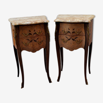 Pair of bedside tables louisxv stamped rosewood signed