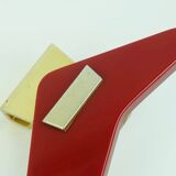 1950s streamline DOOR HANDLES push handles red bakelite and aluminum