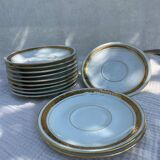 Porcelain set of small plates golden Limoges France