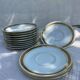 Porcelain set of small plates golden Limoges France