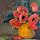 Huile sur panneau par Suefirier 1933 nature morte aux coquelicots